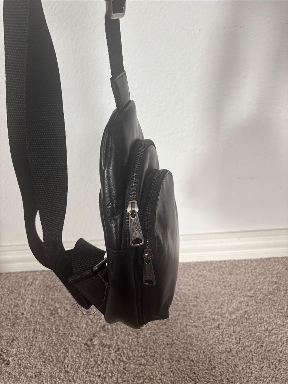 Patricia Nash Louetta Small Leather Sling Bag Black Crossbody Backpack Purse - Picture 8 of 9